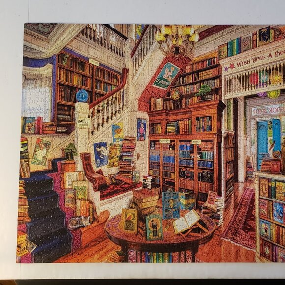 Puzzle White Mountain 1000pc Readers Paradise 24x30 Library Book Shop Gifts USED - Picture 4 of 4